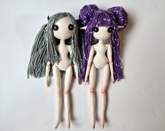 Nähset mit Schnittmuster und Anleitung für Gelenkpuppen (Haare aus Garn), anfängerfreundliche Schritt-für-Schritt-Anleitung
