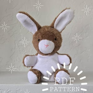 Bunny Rabbit Plushie PDF Sewing Pattern and Instructions, Small Stuffed Animal Toy DIY, Digital File Instant Download