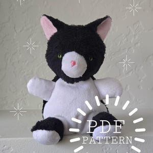 Kitty Cat Plushie PDF Sewing Pattern and Instructions, Small Stuffed Animal Toy DIY, Digital File Instant Download