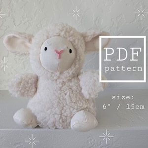 Lamb Plushie Sewing Pattern and Tutorial - beginner friendly, step by step illustrated guide - DIY plush toy stuffed animal handmade sheep