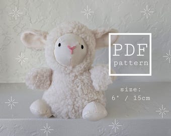Lamb Plushie Sewing Pattern and Tutorial - beginner friendly, step by step illustrated guide - DIY plush toy stuffed animal handmade sheep