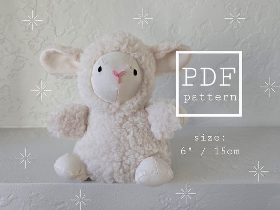 Lamb Plushie Sewing Pattern and Tutorial - beginner friendly, step by step illustrated guide - DIY plush toy stuffed animal handmade sheep