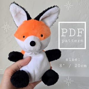 Fox Sewing Pattern and Tutorial - beginner friendly, step by step illustrated guide - DIY plush toy stuffed animal - handmade gift for baby
