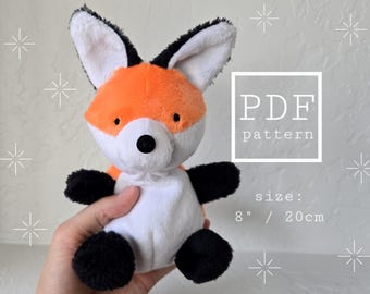 Fox Sewing Pattern and Tutorial - beginner friendly, step by step illustrated guide - DIY plush toy stuffed animal - handmade gift for baby