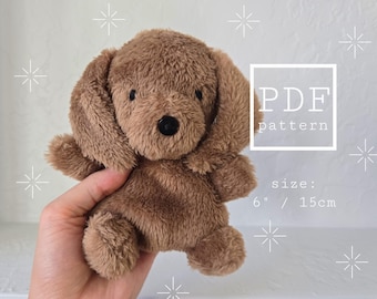 Modello e tutorial per cucire un cucciolo di cane - guida illustrata passo dopo passo, adatta ai principianti - peluche fai da te - regalo fatto a mano