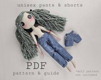 Unisex Doll Pants & Shorts Pattern and Tutorial - Usable Pockets - Step by Step Illustrated Guide