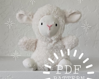 Mouton doudou PDF patron de couture et instructions, petit animal en peluche bricolage, fichier numérique téléchargement immédiat, agneau