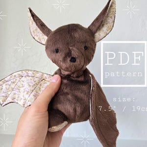 Bat Sewing Pattern and Tutorial - beginner friendly, step by step illustrated guide - DIY plush toy stuffed animal - handmade gift for baby