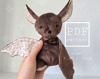 Bat Sewing Pattern and Tutorial - beginner friendly, step by step illustrated guide - DIY plush toy stuffed animal - handmade gift for baby