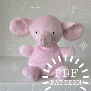 Elephant Plushie PDF Sewing Pattern and Instructions, Small Stuffed Animal Toy DIY, Digital File Instant Download
