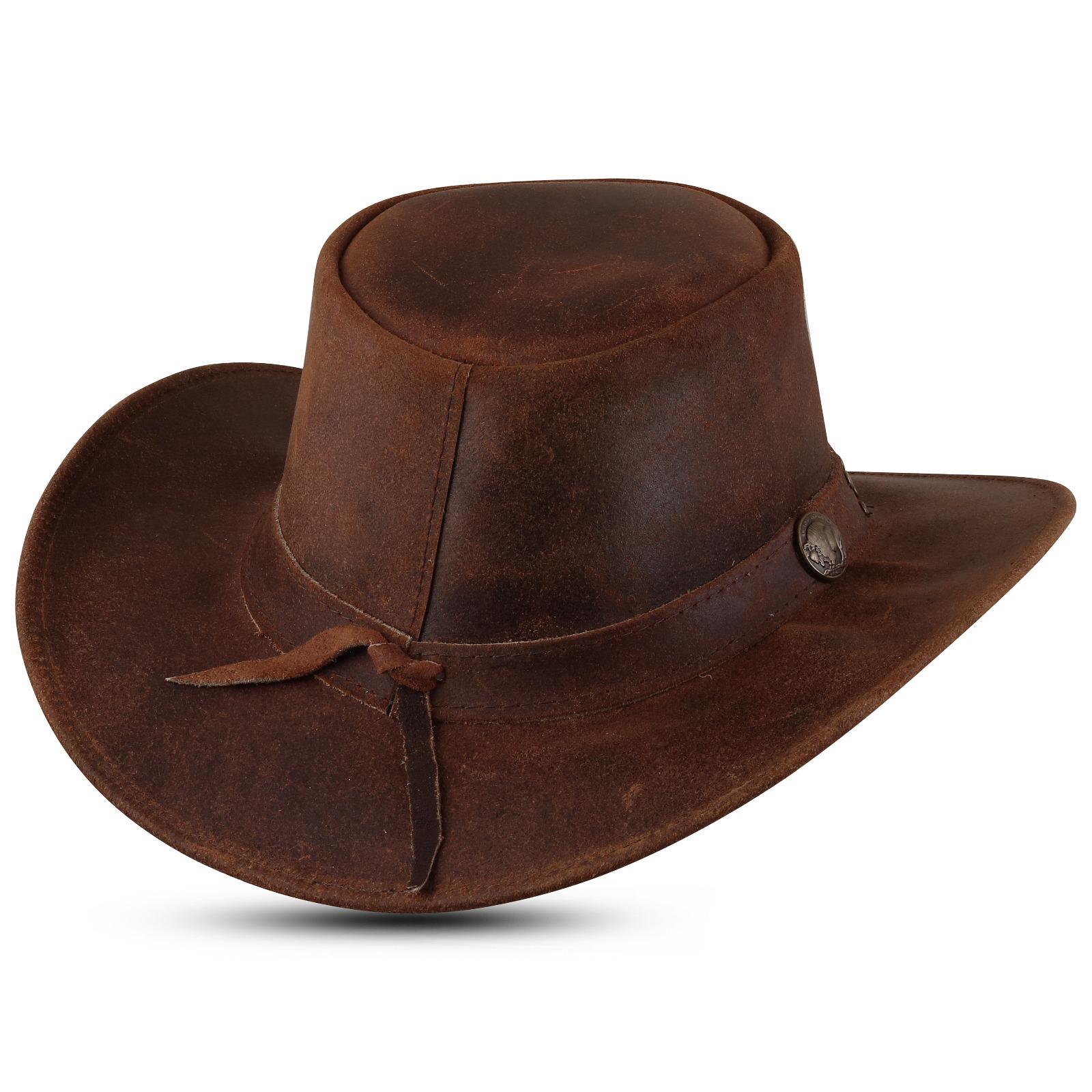 Handmade Buffalo Leather Cowboy Hat: Western Outback Rodeo 