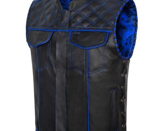 Men's Handmade Cowhide Leather Biker Vest – Black Motorcycle Riding Waistcoat