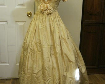 Antique 1840's Silk Taffeta Ball Gown