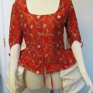 Scarlet Embroidered silk Caraco Jacket size 10-12