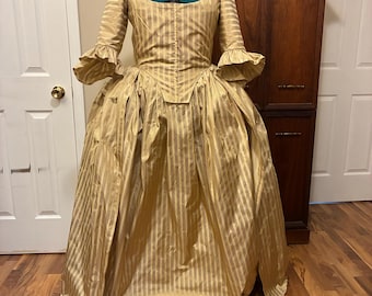 Striped Silk Taffeta Colonial Gown & Petticoat sz 16