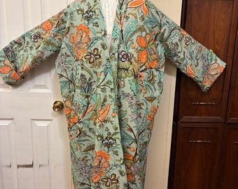 Colonial Cotton Jacobean Print Banyan M
