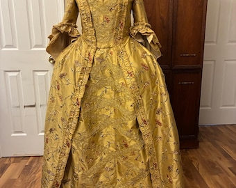 Embroidered Silk Francaiise Gown sz 14-16