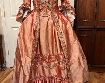 Pink Silk Francaise Robe or Sacque Back Gown sz 14-16