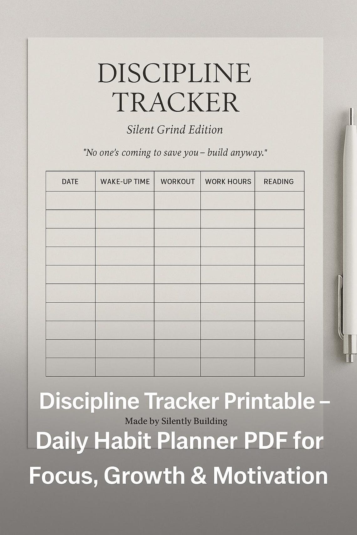 Discipline Tracker Printable – Daily Habit Planner PDF for Focus ...
