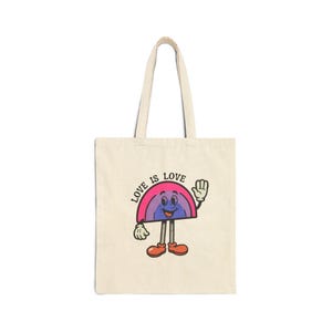 Bisexual Pride Rainbow Cotton Canvas Tote Bag, Eco-Friendly Shopping Bag, Gift for LGBTQ+ Pride, Cute Beach Bag, Reusable Grocery Tote