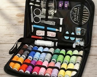 Portable Sewing Kit, 24 Thread Colors, Compact Travel Repair Set