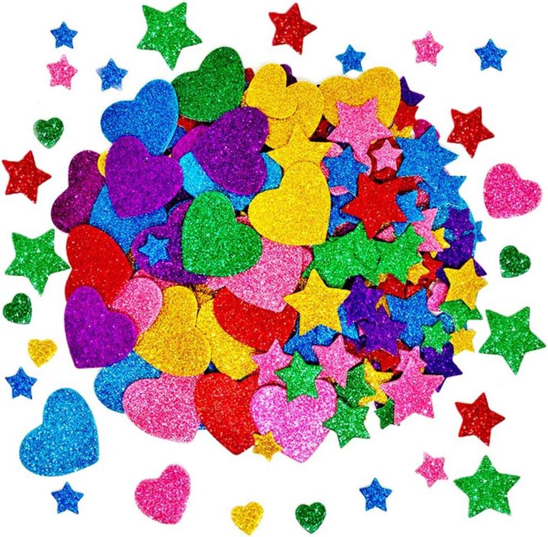 Colorful Glitter Foam Stickers – Hearts & Stars, Scrapbooking Crafts - Etsy