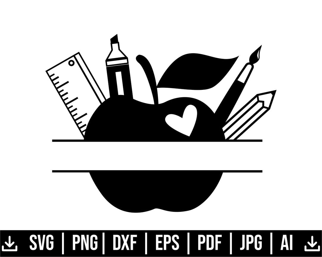 Teacher Monogram SVG Bundle: Back to School Designs (digital Download ...