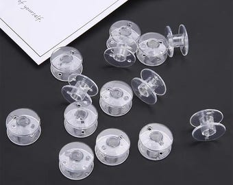 50pcs Clear Plastic Bobbins Universal Spools for Singer Brother Sewing Machines
