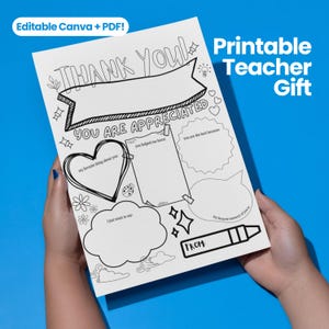 Página para colorear editable de agradecimiento al maestro – Regalo de agradecimiento imprimible – Descarga instantánea – Plantilla de Canva – Regalo de fin de año