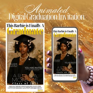 Animated Graduation Invitation: Barbie Theme, Class of 2025 (Digital Download)