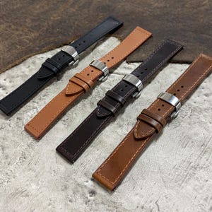 Size 18/20/22mm Leather Watch Strap/Band Deployant Deployment Clasp Buckle #143C