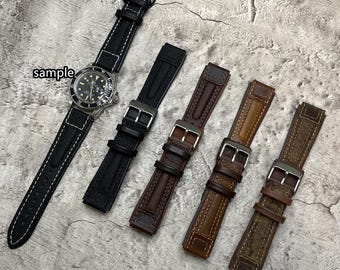 Cinturino per orologio in pelle imbottita stile militare da pilota/aviatore, misura 20 mm W55