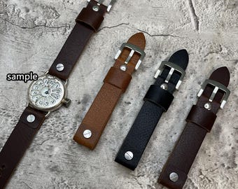 Vintage Leather Watch Strap: Open-Ended Band for Fixed Lug - 18/20/22/24mm #492