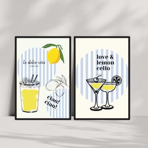 Süßes Cocktail Poster, Lemoncello Kunstdruck, Bar Dekor, Küche Wandkunst, Geschenk für Cocktail Liebhaber, Moderne Wohn Dekoration, Sommer Dekoration