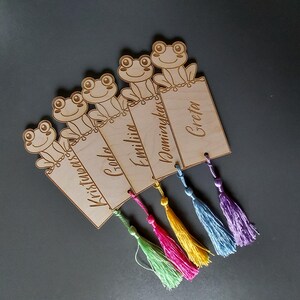 Marcapáginas de madera personalizado con animal: regalo con nombre personalizado para niños