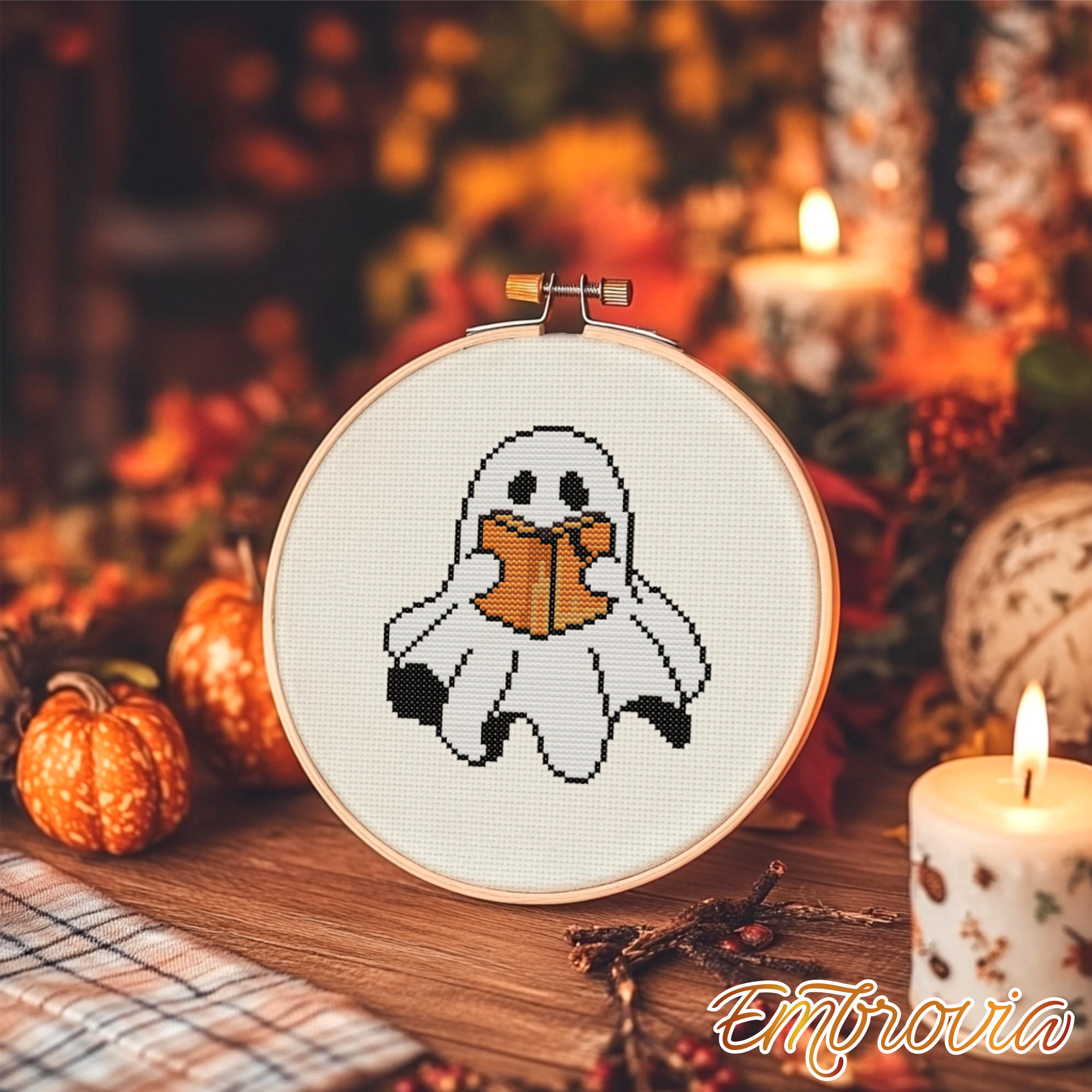 Bookish Ghosts Cross Stitch Pattern – Halloween Embroidery (digital PDF ...