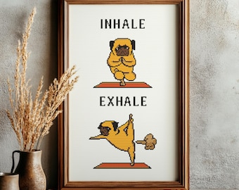 Funny Pug Yoga Cross Stitch Pattern: Fartasana (Digital Download)