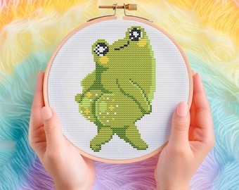 Frog Cross Stitch Pattern - Nursery Decor (Digital Download