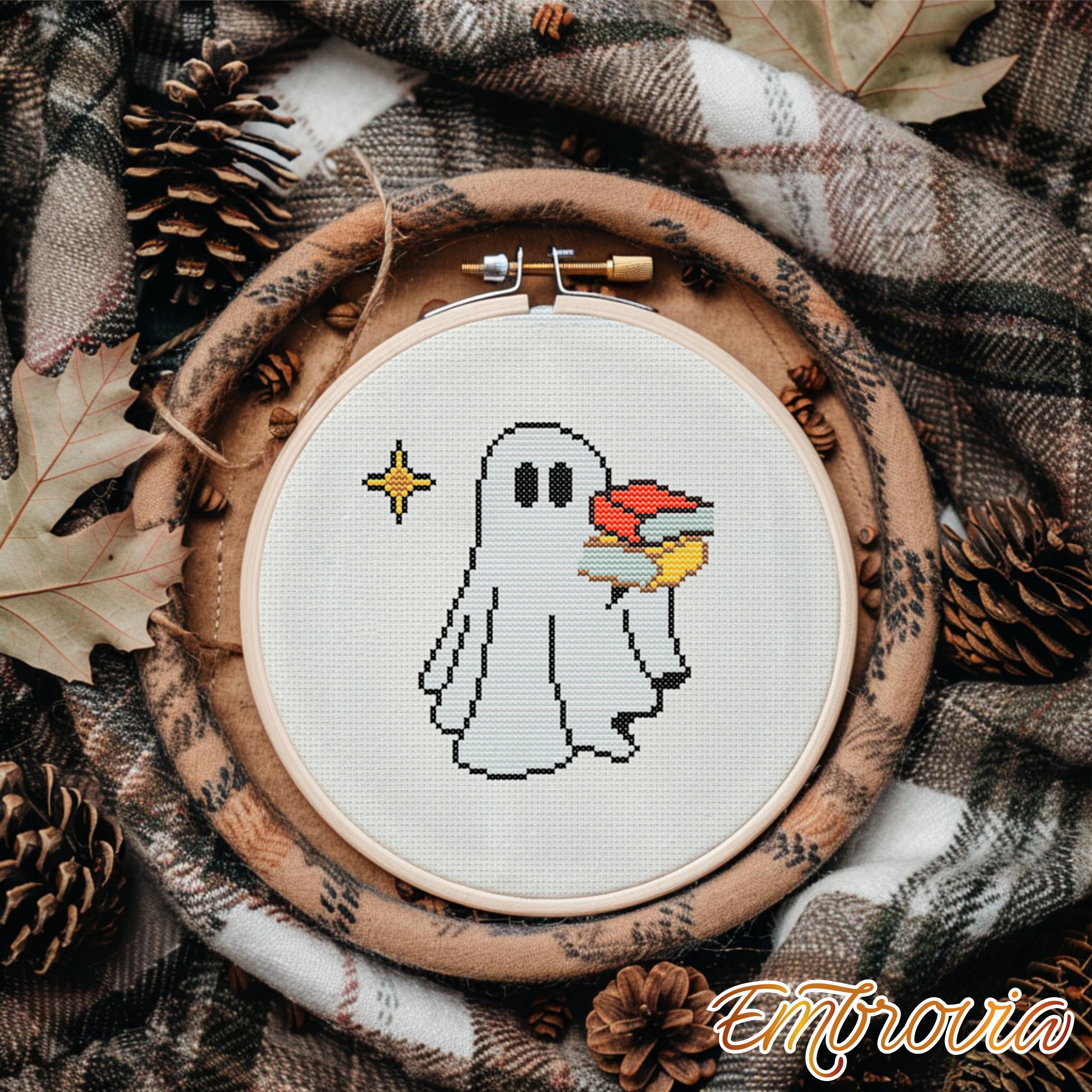 Bookish Ghosts Cross Stitch Pattern – Halloween Embroidery (digital PDF ...