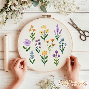 Wildblumen Garten Set – Botanische Kreuzstichmuster-Sammlung | Stickmuster PDF zum Basteln, Sticken, Dekorieren und Dekorieren für das eigene Zuhause