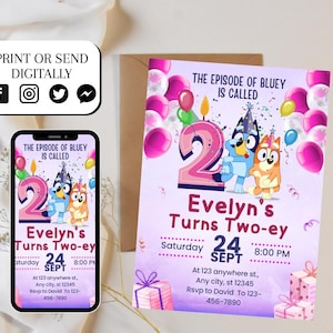 Editable Blue Dog Birthday Invitation Digital Birthday Party Invite Bday Party evite Instant Download Template Blue Dog Boys Girls