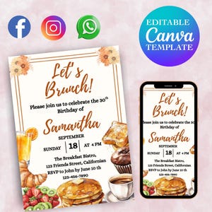 Brunch Invitation Birthday, Brunch Flyer Birthday, Brunch Invitation, Birthday Brunch Invite, Brunch Birthday Invitation Brunch Invitations