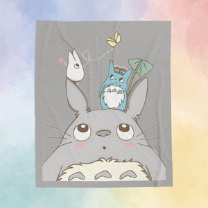 Gezellige pluche deken Totoro | Cartoon dieren plaid voor volwassenen en kinderen | Studio Ghibli-cadeau voor filmavonden, decor en knuffels
