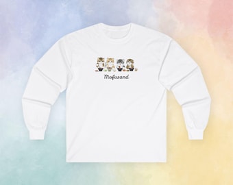 Yakiniku Mofusand Long Sleeve Shirt | Cute Cat Graphic Tee | Unisex Vintage Style Cotton Top | Cozy Kawaii Gift for Animal Lovers