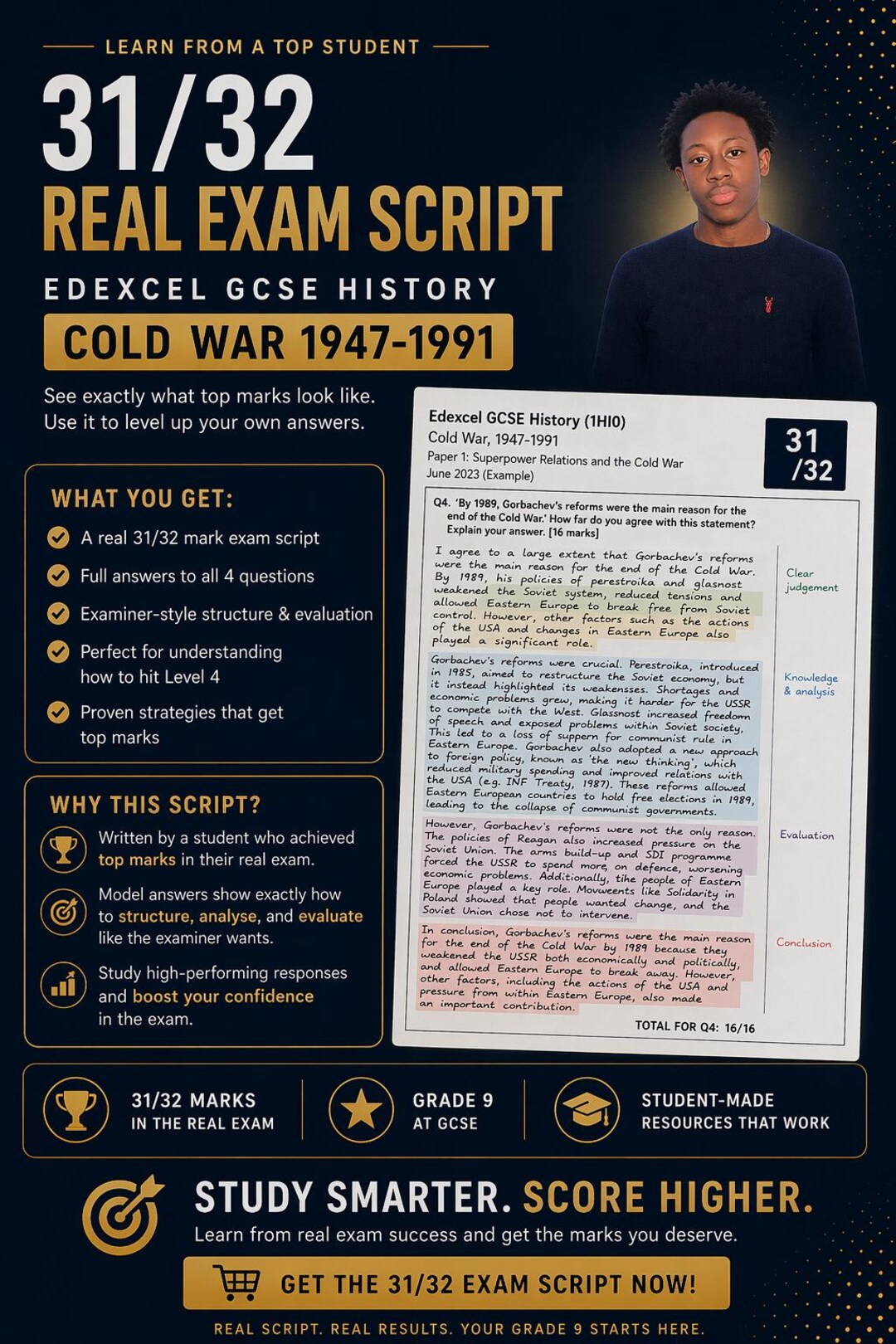 Grade 9 GCSE History Real Exam Script - 31/32 - Etsy UK