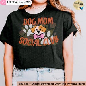 Club Social de Mamá Perro PNG / Lindo Perro Clipart con Lazo PNG / Descarga Digital para Amantes de los Perros / Animal Lindo / Sublimación PNG