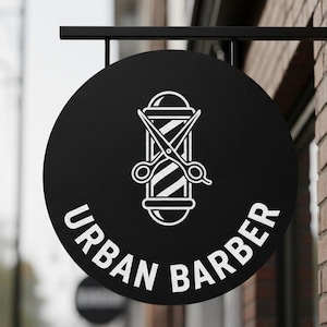 Round metal hanging sign | Business shop sign | Double sided sign | Cafe logo sign | Blade sign custom | Laser cut sign | Room label signs