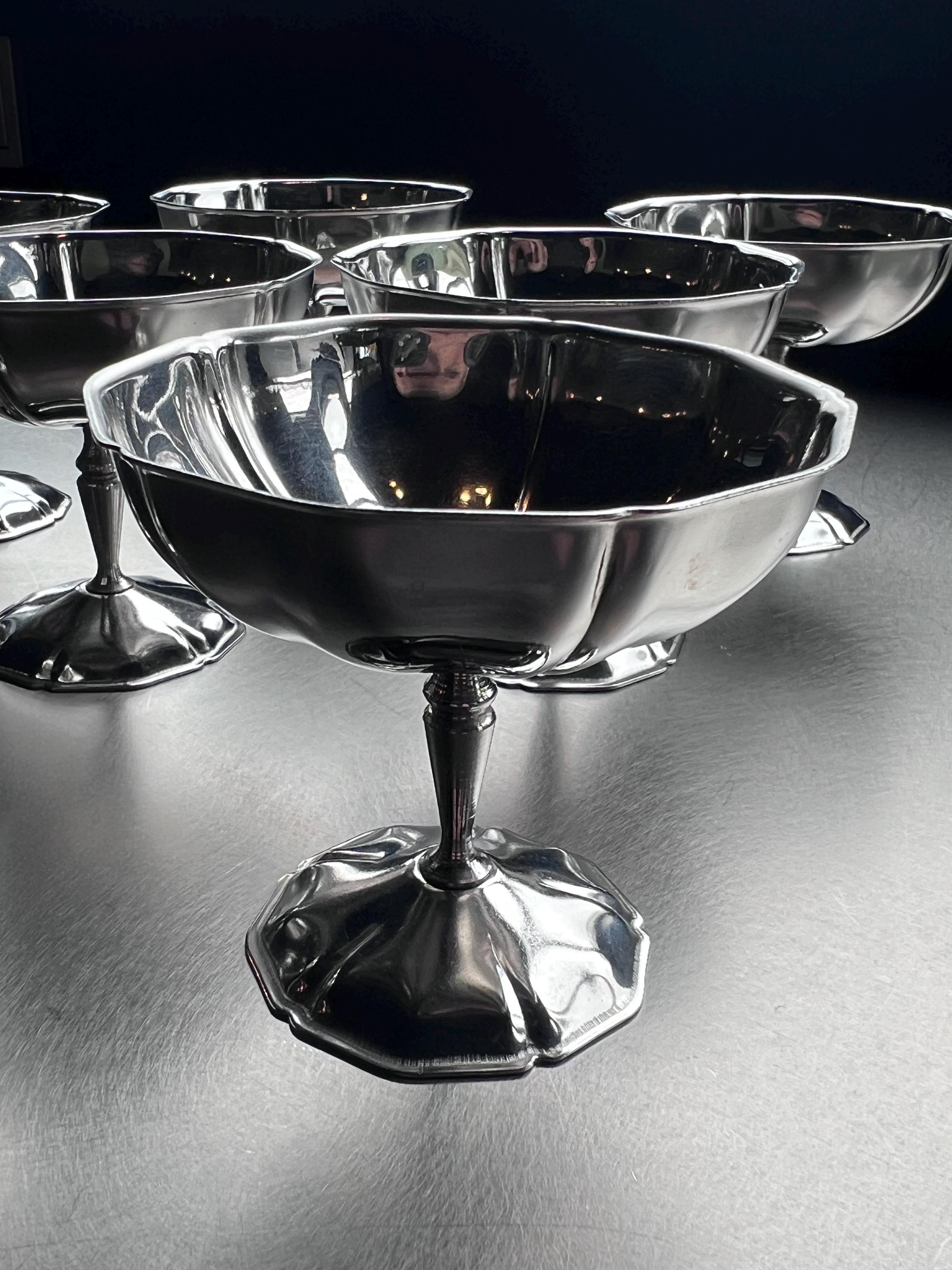 Lot de 6 coupelles en inox Letang rémy années 70