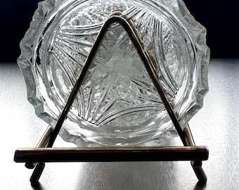 Vintage Pressed Glass Coasters with Holder, Decorative Serving Set