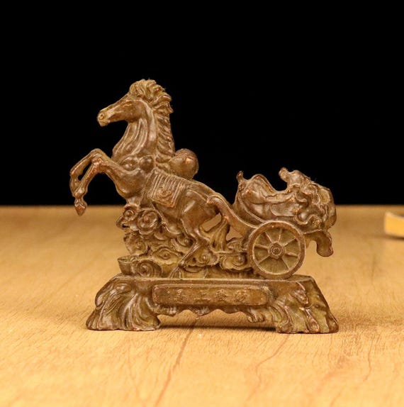 ヴィンテージブロンズ彫刻の馬車像、風水像 - Etsy 日本